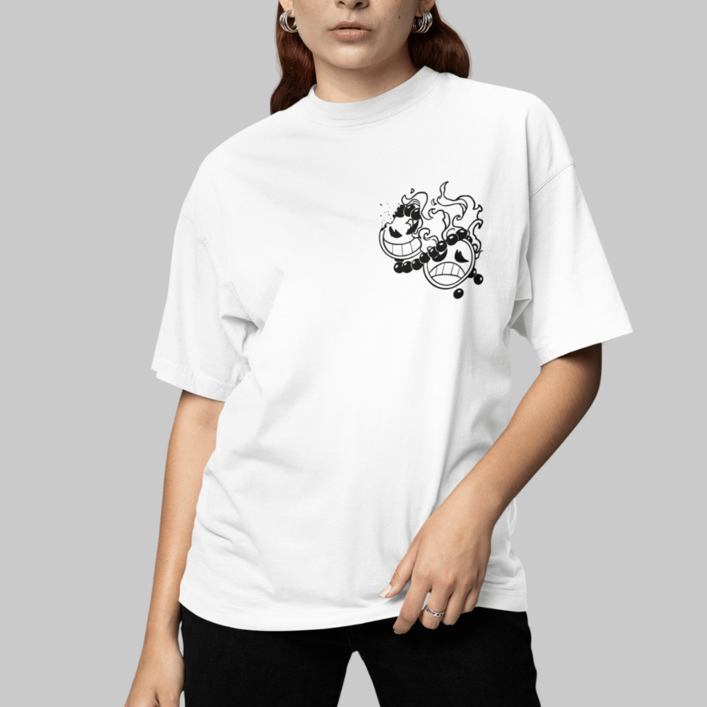 Camiseta Oversized One Piece Ace Anime Manga Moda Geek Barba Branca Blusa 100% Algodão