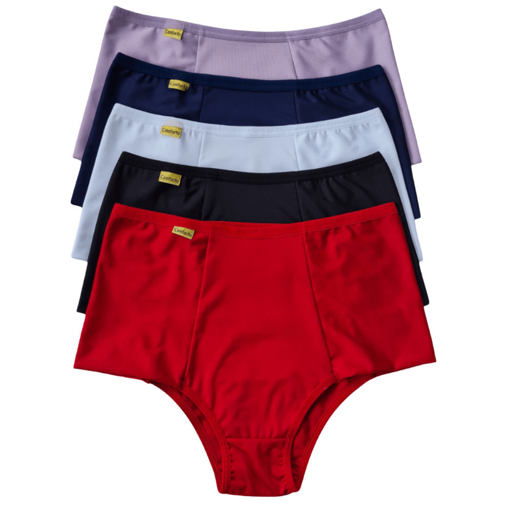 Kit 4 Calcinha Pala Dupla Cintura Alta Feminina