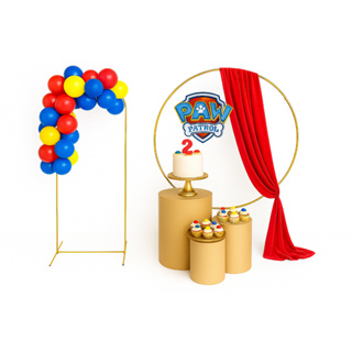 Kit 2 Arcos de Ferro + Trio de Mesas Cilindros MDF P M G para Festa e Decoração Desmontável em Oferta na Shopee