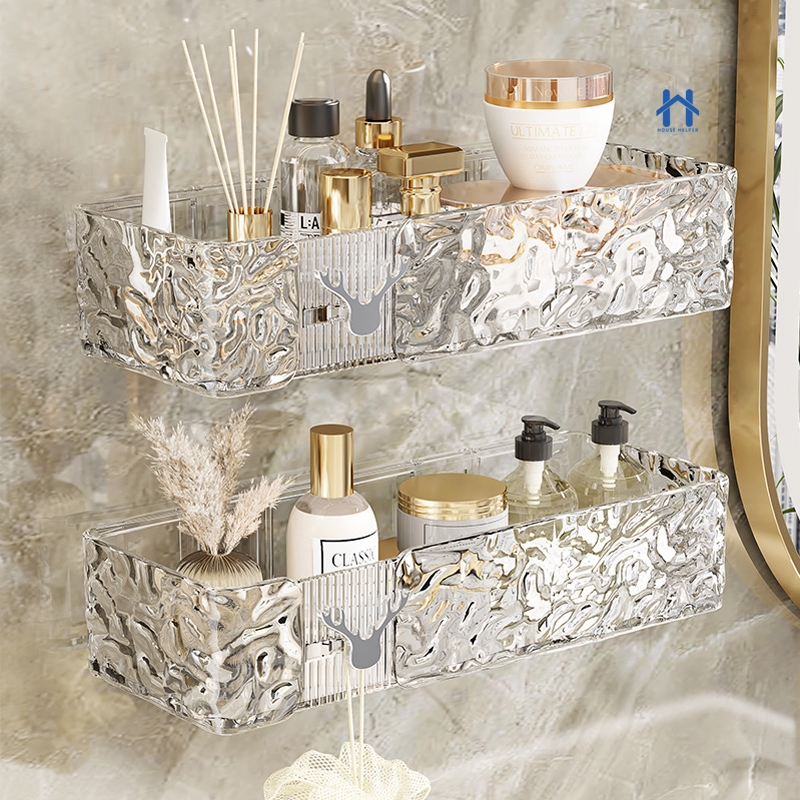 Suporte De Shampoo Prateleira De Banheiro Sem Furo Acrilico com gancho de Chifre em Oferta na Shopee