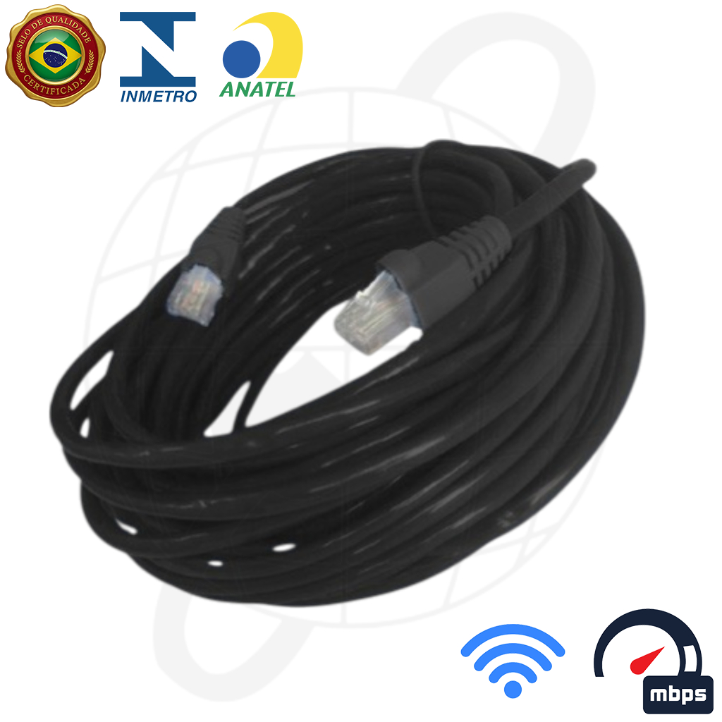 Cabo de Rede Internet CAT5e 1000mbps Preto 5M 10M 15M 20M 25M 30M Computador Notebook Roteador