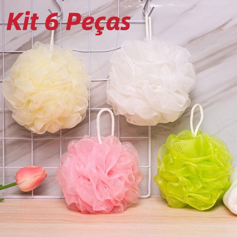 Kit 6 Peças ESPONJA DE BANHO/ ESPONJA LAVAGEM CORPORAL / ESPONJA LIMPEZA/ BOLA DE BANHO FLEXÍVEL(Remessas aleatórias) em Oferta na Shopee