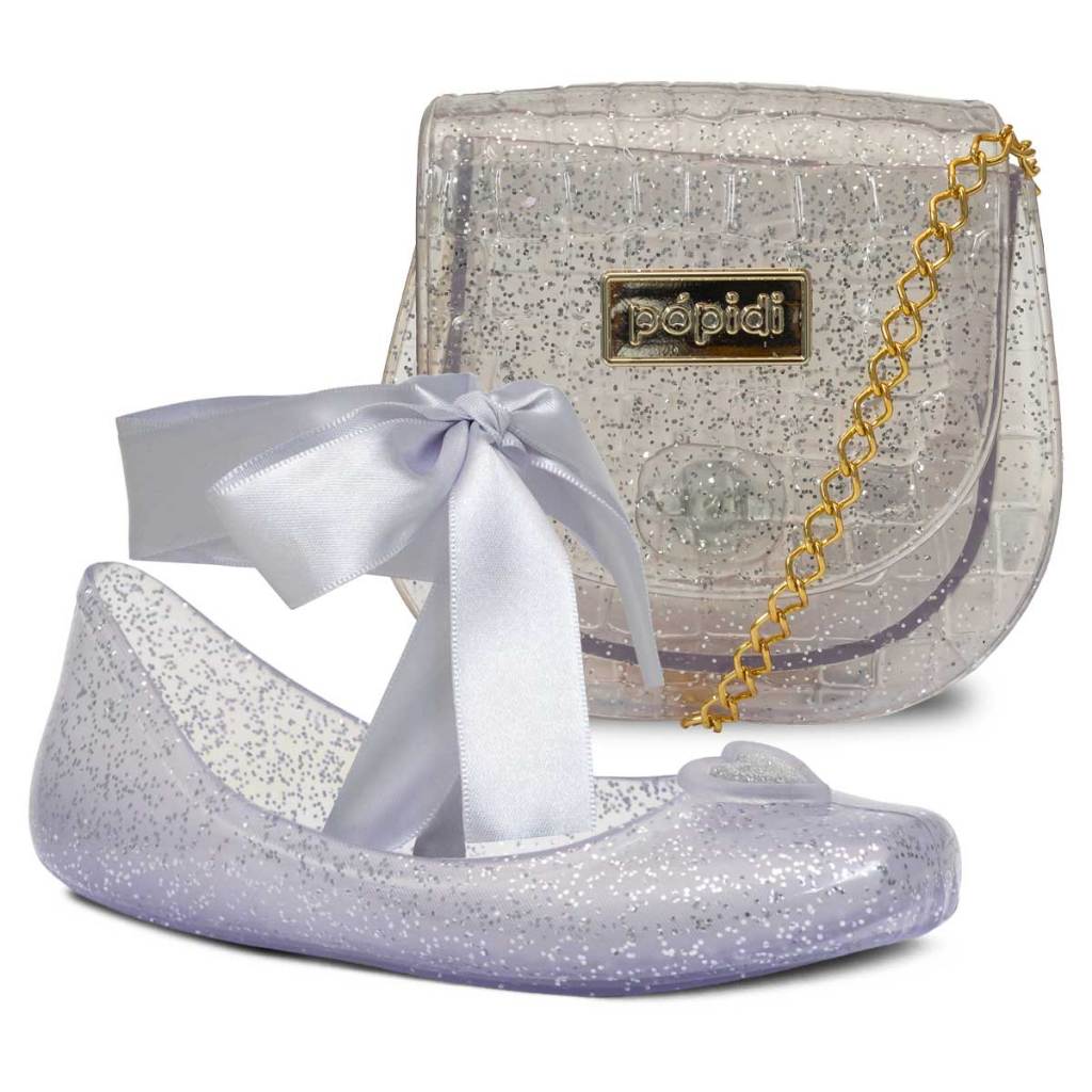 Kit Bolsa Transversal E Sapatilha Bailarina Moda Infantil Feminina Menina Sapato Ballet K27
