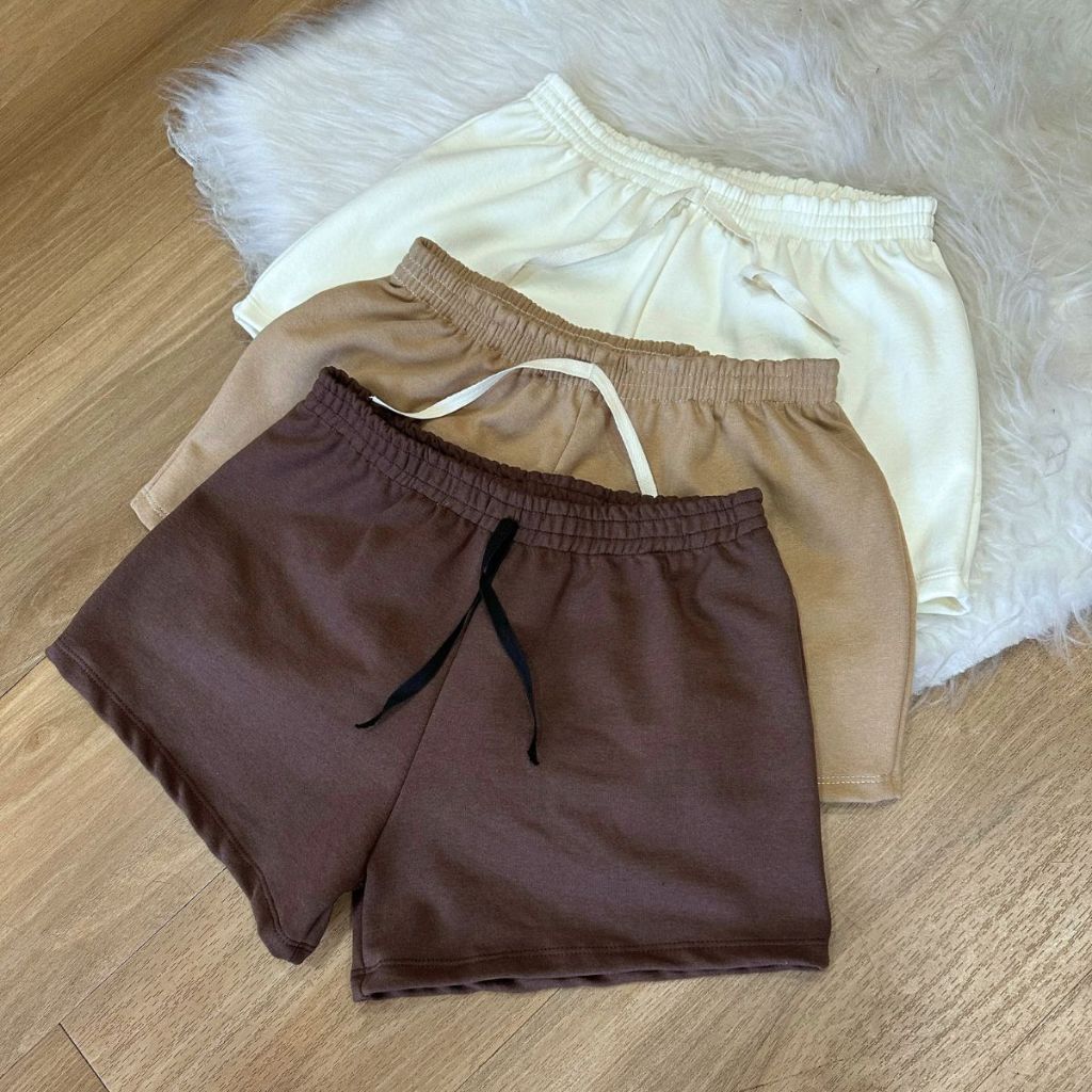 Kit 3 Bermudas De Moletom, Short Com Elástico Na Cintura Feminino Curto Shortinho Cores Variadas Confort Dia a Dia