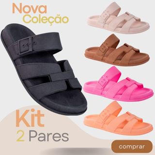Kit 2 Pares Sandália Birken Feminina Calce Fácil Chinelo Nuvem Moda Confortável Promoção Verão Camin em Oferta na Shopee