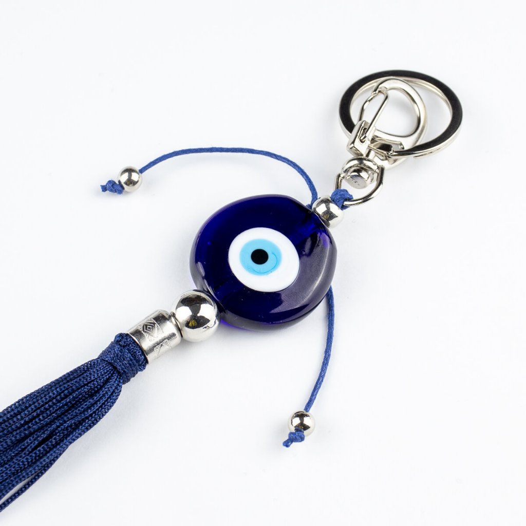 Chaveiro Olho Grego Pompom Azul 16 cm em Murano em Oferta na Shopee