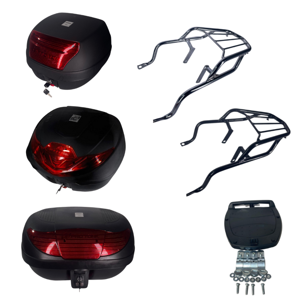 Bagageiro para Honda Biz 100/125 + Baú 28L 35L 45L – Modelos 2014 a 2017 Preto ou Cromado em Oferta na Shopee