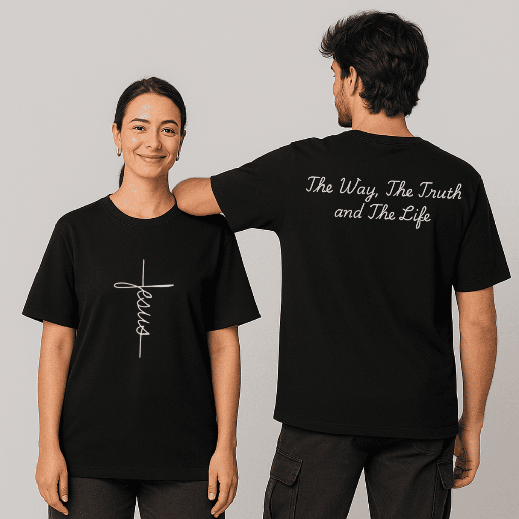 Conjunto Kit Camisetas Casal Casual Modelo: "Jesus the Way the Truth the Life" - Promoção Especial / Novidade Inédita