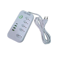 Extensão 5 Tomadas Cabo 2 Metros 3 USB E 1 Tipo C Bivolt