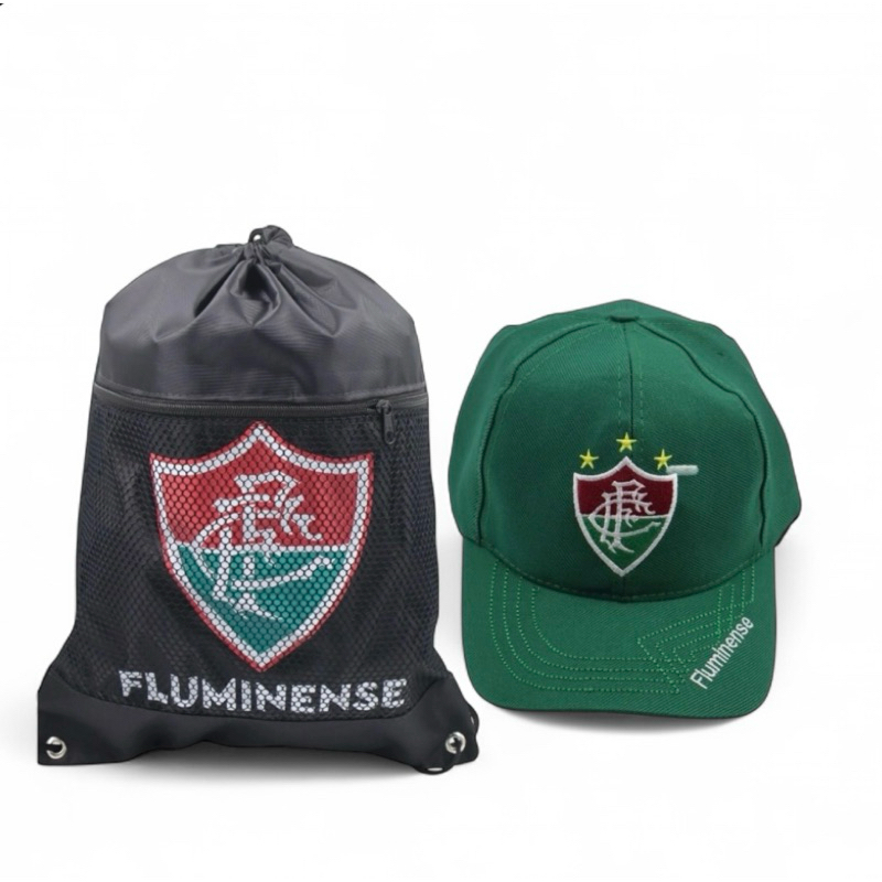 Mochila + Boné Kit Esportivo Time de Futebol Do Coração Fluminense Verde