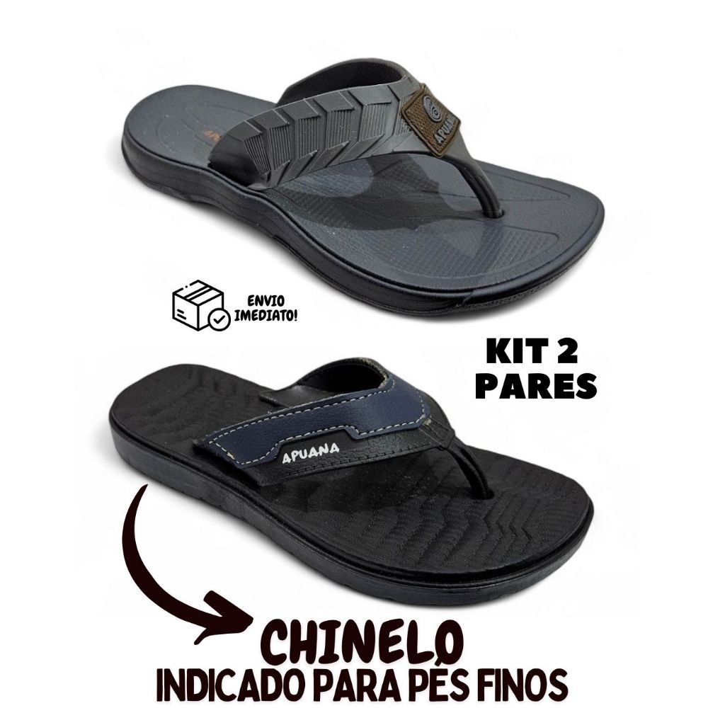 Kit 2 Pares Chinelo Infantil Masculino Dedo Frente Promoção + Chinelo Infantil Menino Detalhe