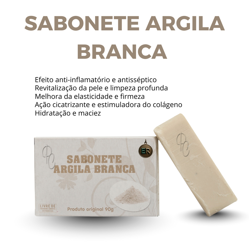 Sabonete Argila Branca com 12 Unidades Facial e Corporal Pele Sensível Clareadora Skin Care — imagem 2 de 2