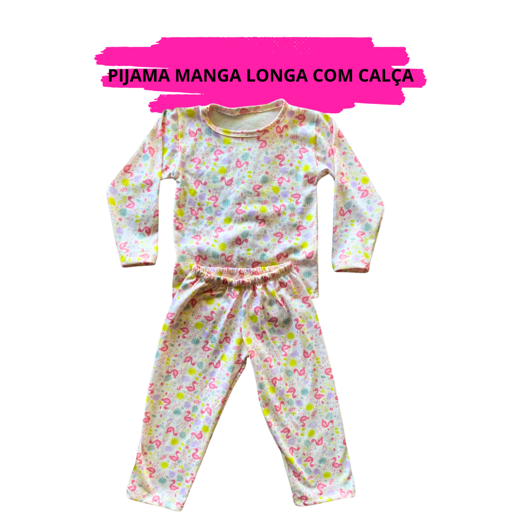 Pijama Manga Longa Feminino Infantil Menina 02 Ao 16 100% Algodão