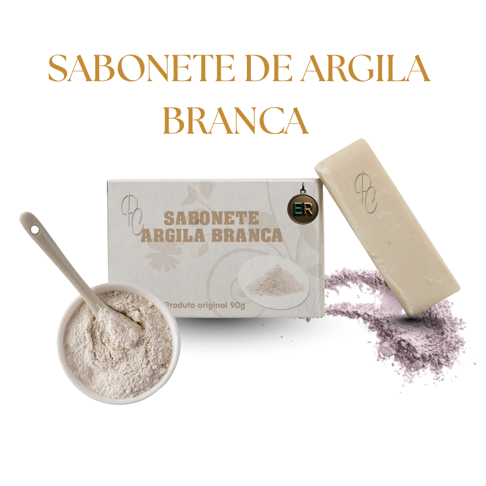 Sabonete em Barra Argila Branca Limpeza Facial Clareia a Pele Skin Care