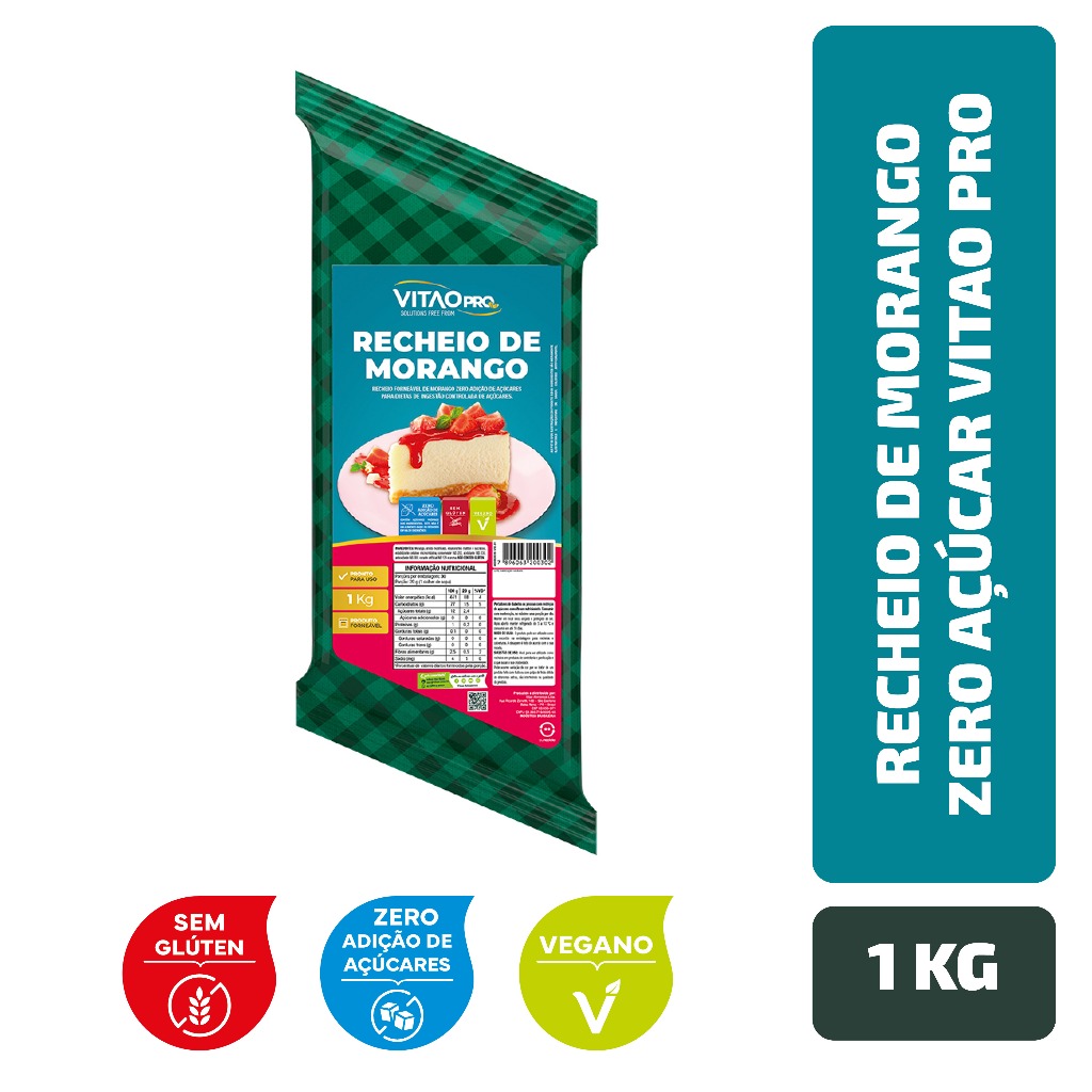 Recheio De Morango Zero Açúcar VitaoPRO 1 Kg