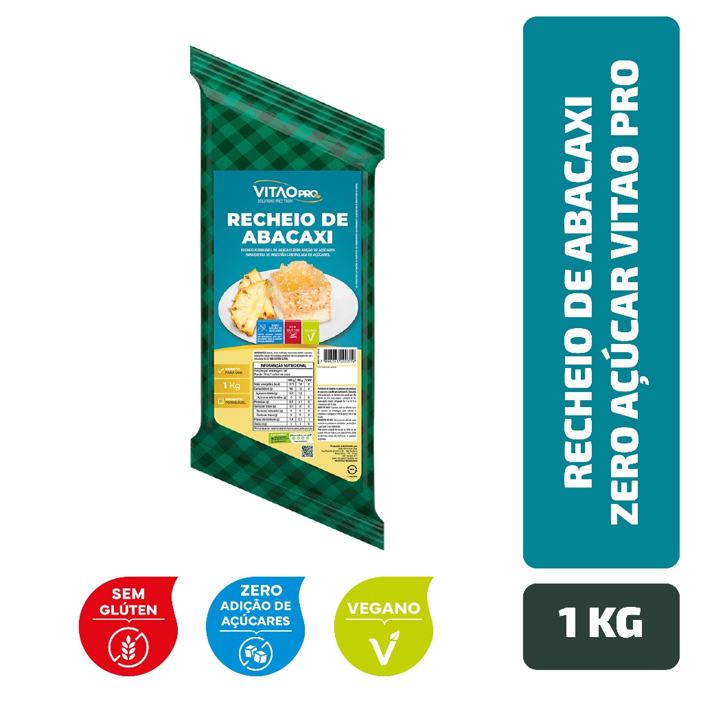 Recheio De Abacaxi Zero Açúcar VitaoPRO 1 Kg em Oferta na Shopee