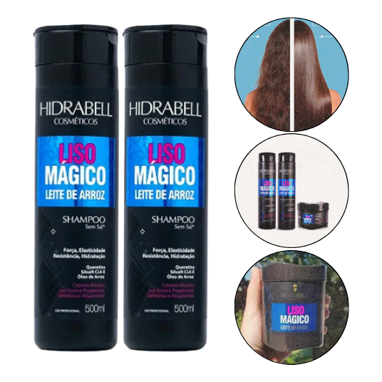 Kit Shampoo Liso Magico 500ml Controla A Oleosidade Hidrabel