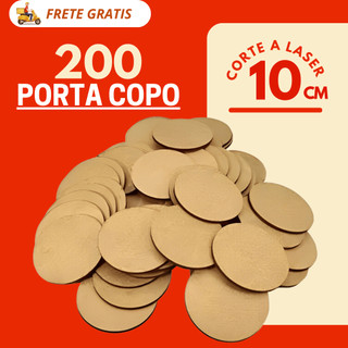 kit com 200 Unidades Bolacha Porta Copo De Madeira Mdf 10 x 10 cm