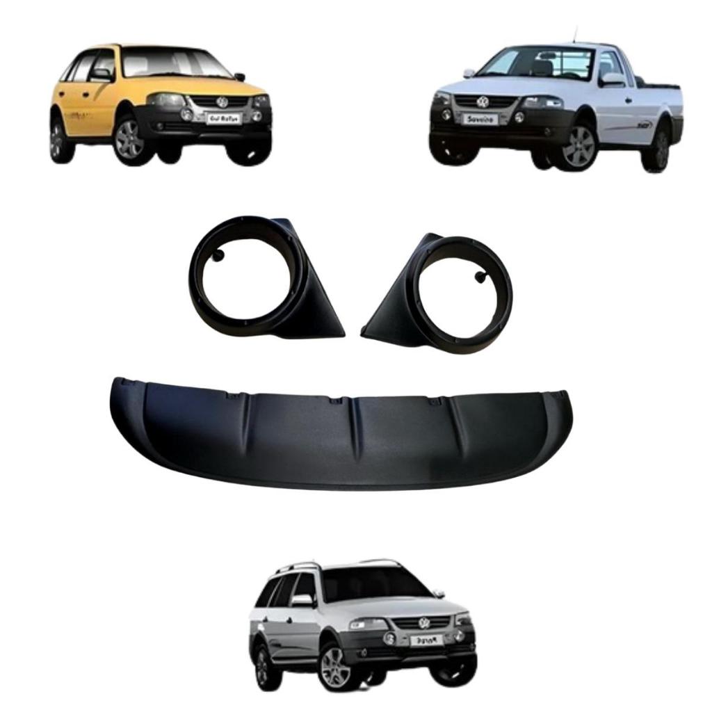 Kit Bigode Spoiler Dianteiro + Par Moldura Farol Milha Vw G4 Gol Rallye/ Surf Parati/ Saveiro