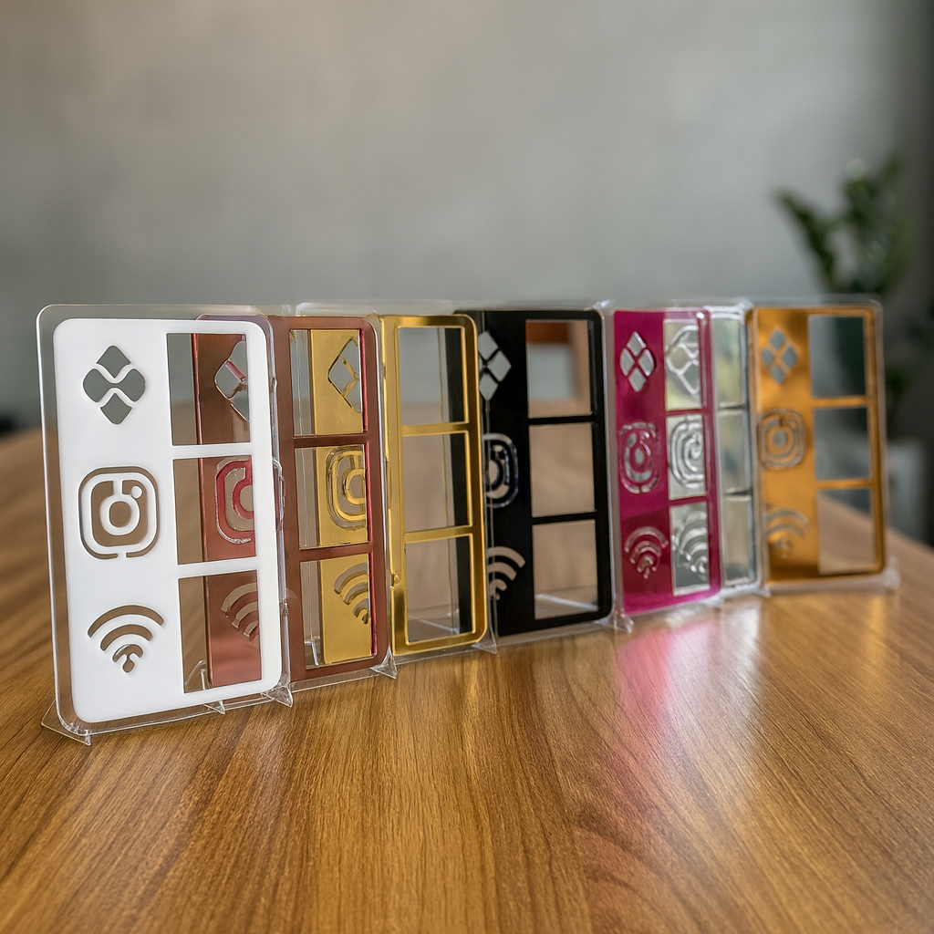Placa Pix Display Acrílico Qr Code Mesa Balcão Pix Instagram Loja Estabelecimento