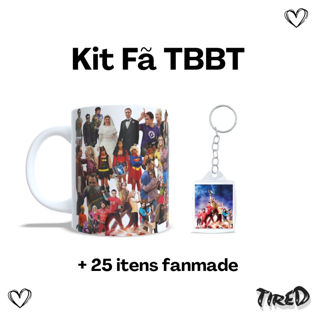 Kit Fã The Big Bang Theory - Caneca Personalizada com fotos, chaveiro e 25 itens fanmade