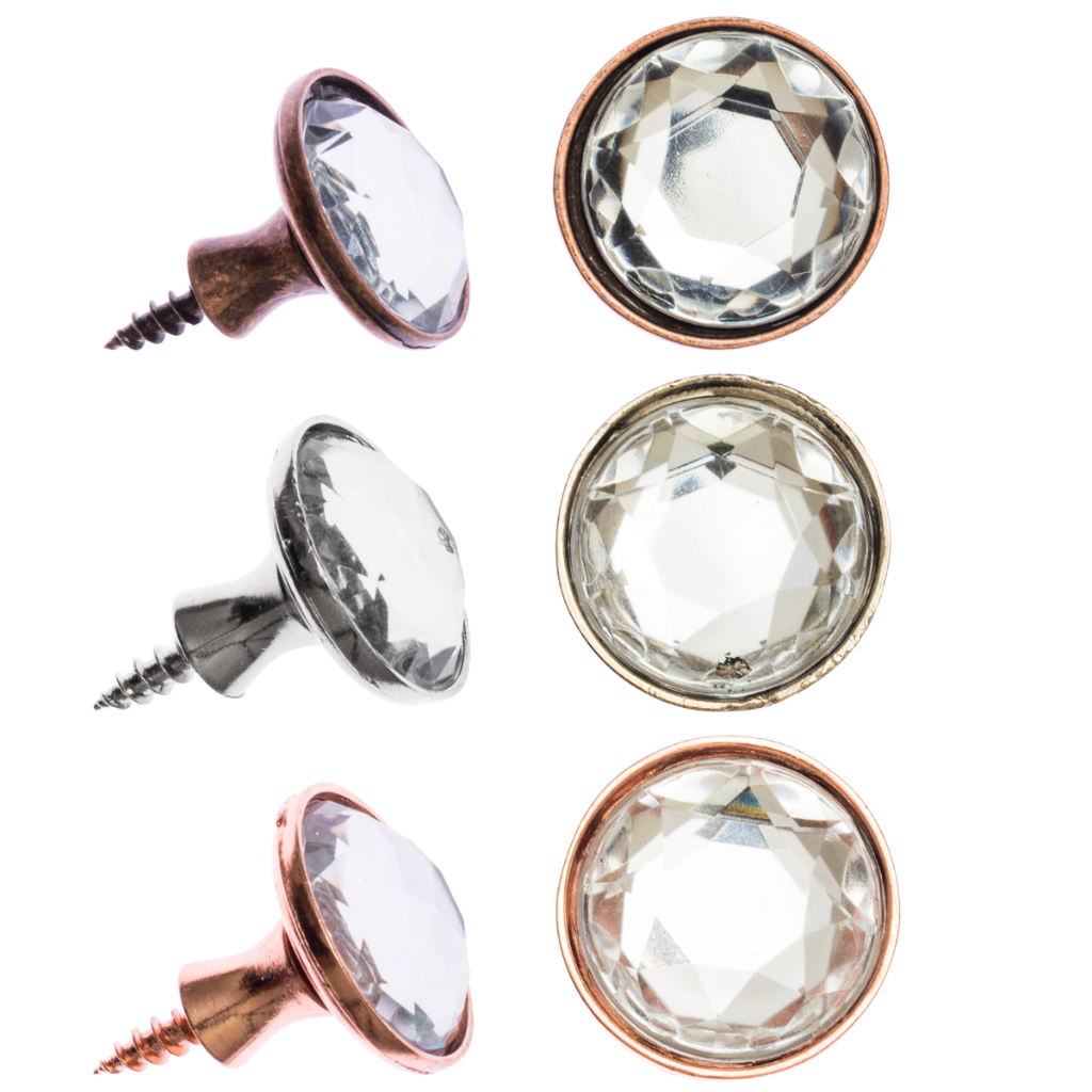 Kit 4 Puxador Cristal Metal Decoração Móveis Gavetas cristaleira Portas Armários Redondo