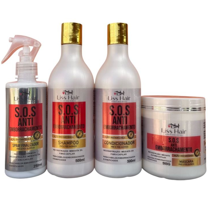 S.O.S Antiemborrachamento Kit Capilar Reconstrução dos Fios Danificados 4 Passos Liss Hair em Oferta na Shopee
