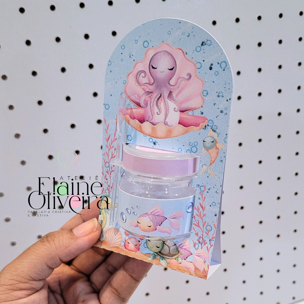 Card porta potinho mini nutella personalizada Fundo do mar