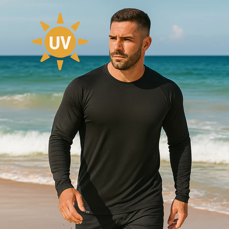 Camisa Manga Longa Masculina Poliester Corrida Academia Exercícios Térmica Tipo UV