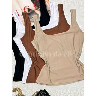 Kit 3 Blusas Femininas Regata Verão Em Suplex Forro Duplo Basica Lisa em Oferta na Shopee