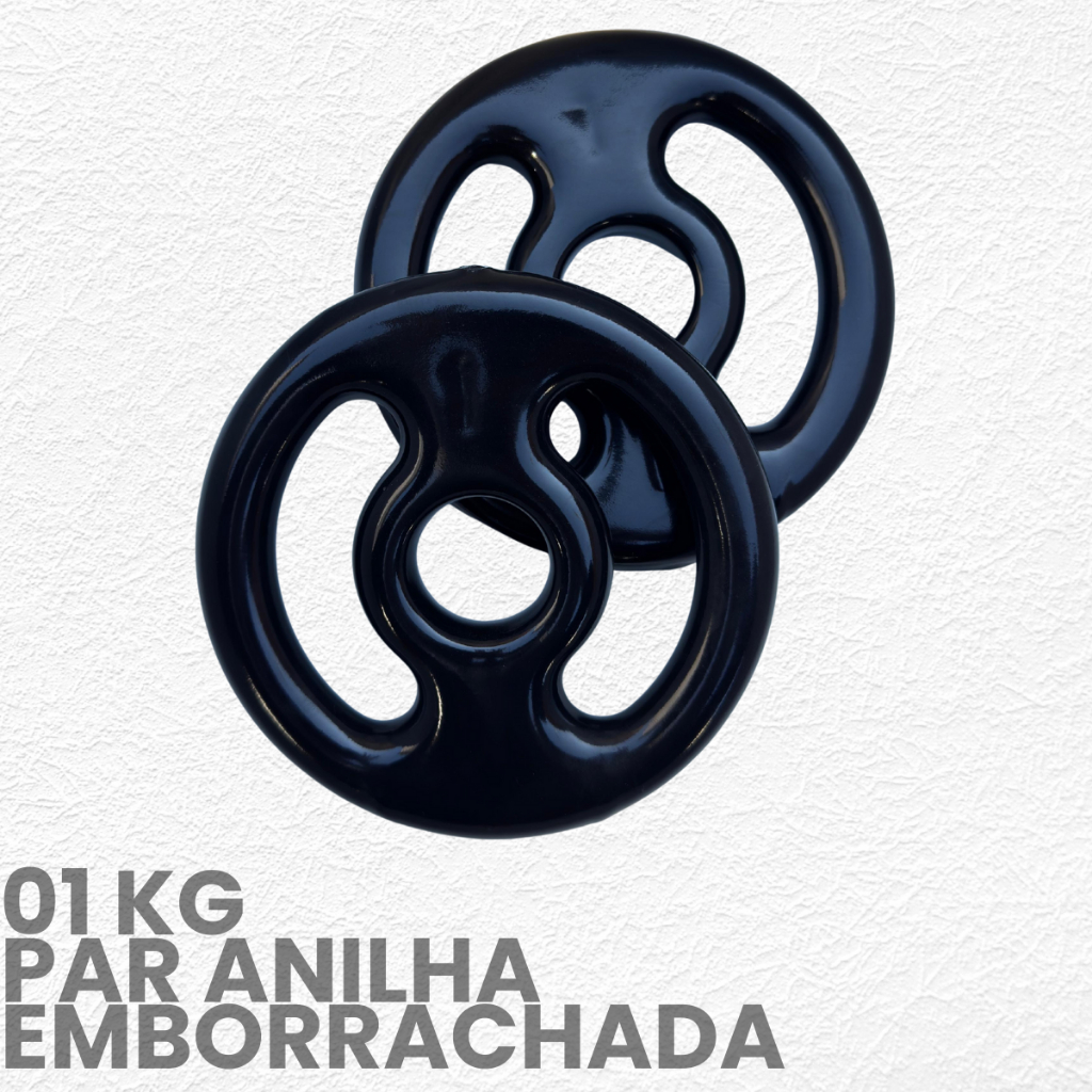 Par de Anilha 1kg Emborrachado / Peso de academia 1kg emborrachado