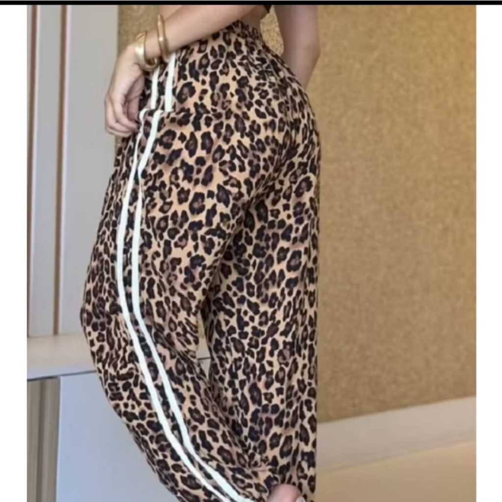 Calça pantalona feminina com cintura elastica tecido viscose calça feminina track pant listrada