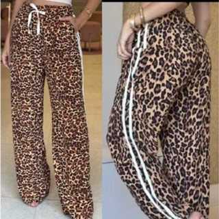 Calça pantalona feminina com cintura elastica tecido viscose calça feminina track pant listrada em Oferta na Shopee