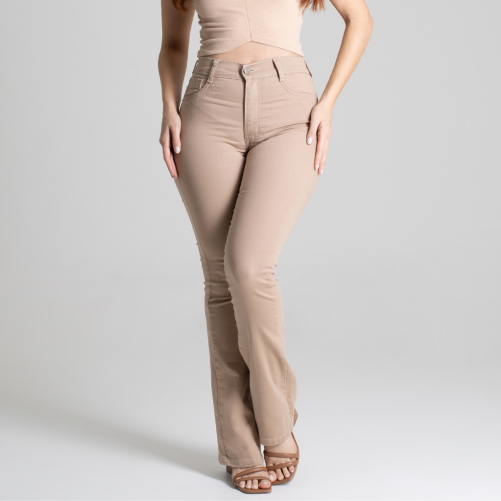 Calça Feminina Boca de Sino Flare Bootcut Sawary Lycra Elastano Lycra Original Laicra Stretch Bonita em Oferta na Shopee