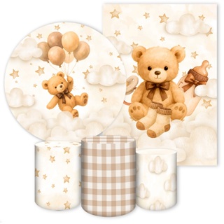 Capas Sublimadas Decorativas p/ Festa Cha de Bebe Revelaçao Ursinho em Oferta na Shopee