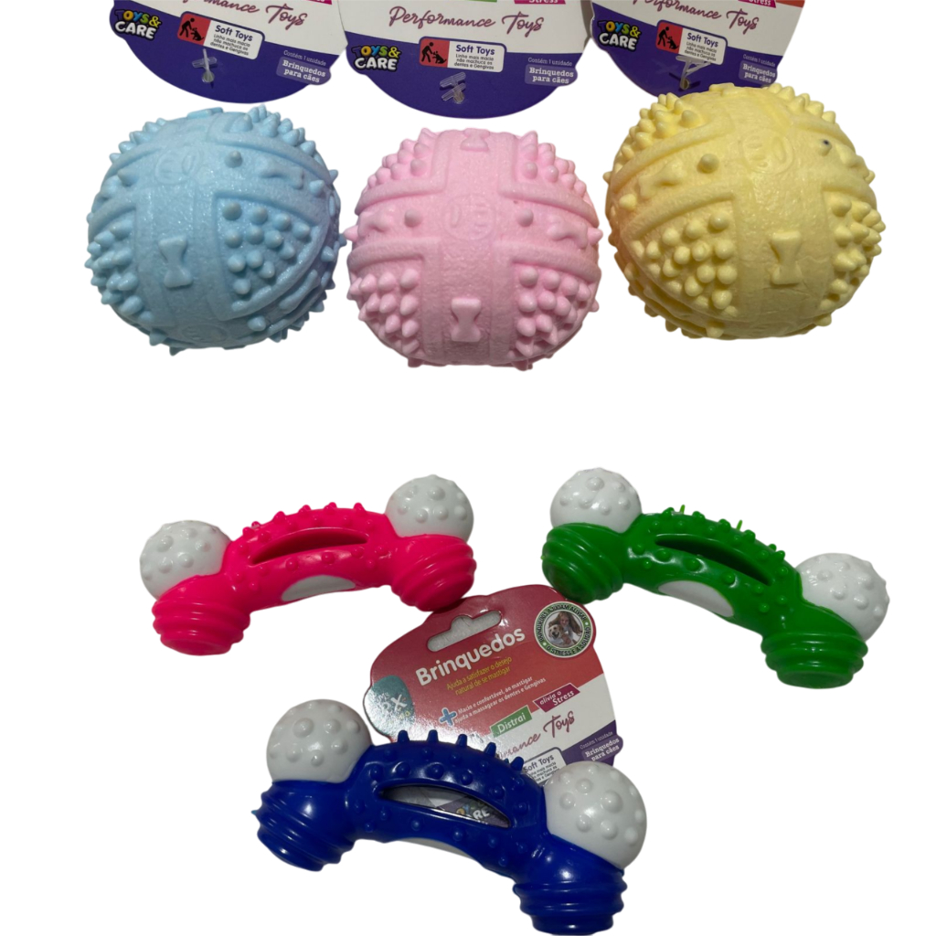 Mordedores Bola e Osso Nylon - Várias Cores - Super Resistentes
