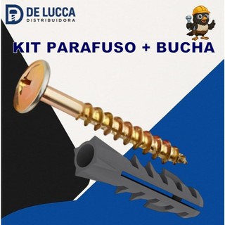 Kit Parafuso com Bucha Parafuso Parafuso Chipboard Flangeado Philips 4,5x45 + Bucha 6 mm