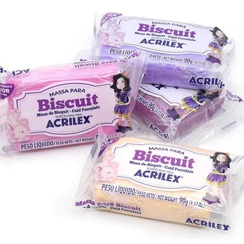 Massa de Biscuit 90g Acrilex Colorida – Modelagem Artesanato – 22 Cores Vivas – Macia e Não Tóxica em Oferta na Shopee