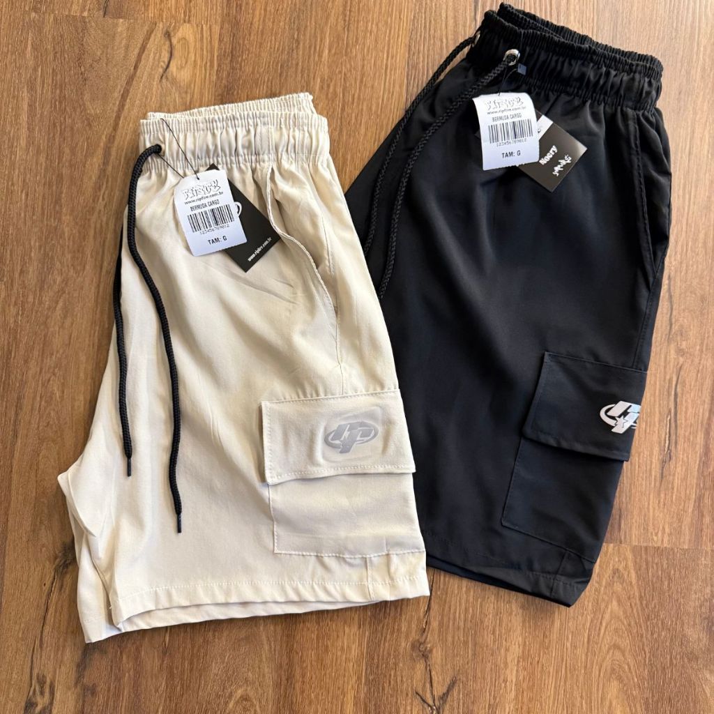 Kit 2 Bermuda Short Cargo Masculino Refletivo Bolsos Laterais Street Tactel Elastano