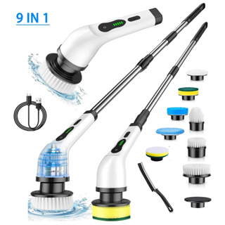 Escova de limpeza elétrica multifuncional sem fio 9 em 1 para limpeza de carros, cozinhas e banheiros (recarregável) em Oferta na Shopee