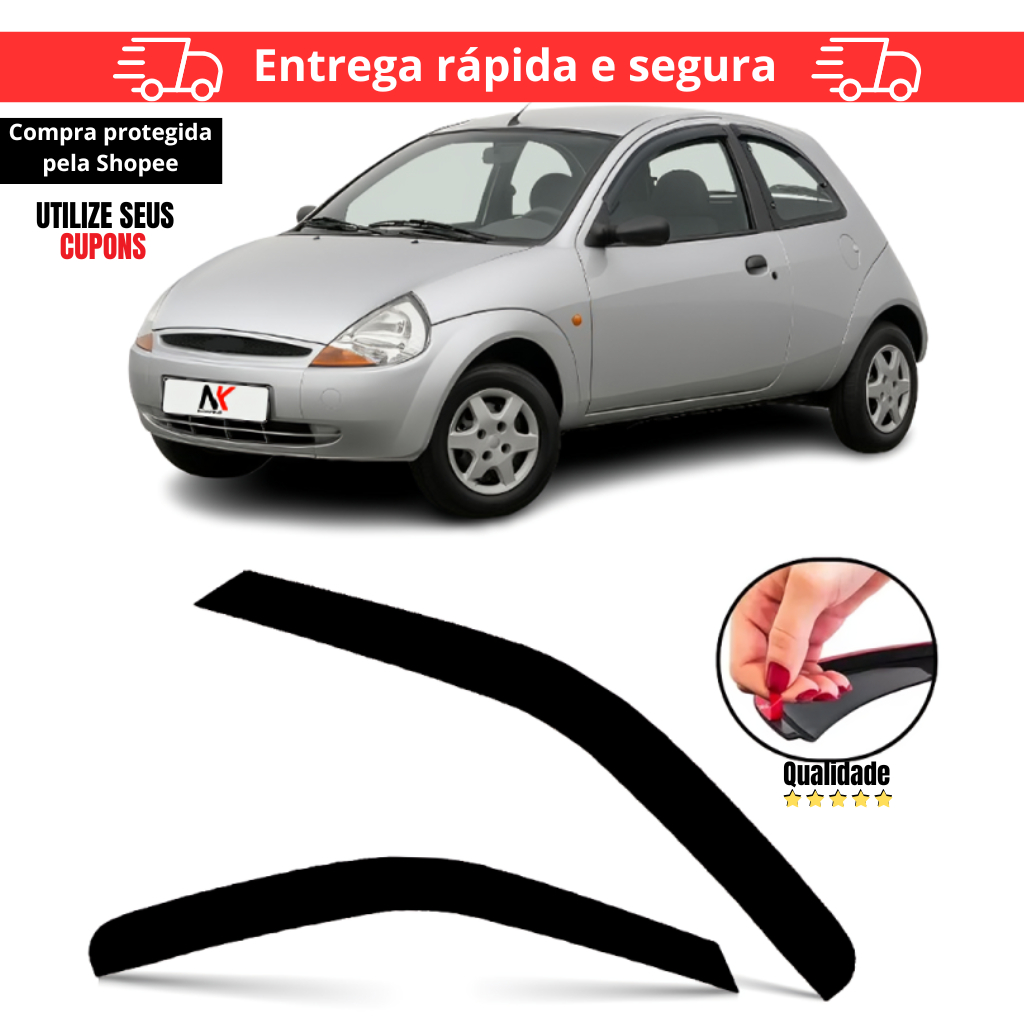 Jogo Calha de Chuva Defletor KA 97 98 99 2000 á 2013 2 portas em Oferta na Shopee