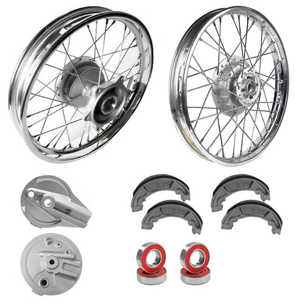 Roda Dianteira + Traseira Bros 125/150 Tambor Completa Tork + Espelhos Lonas Rolamentos