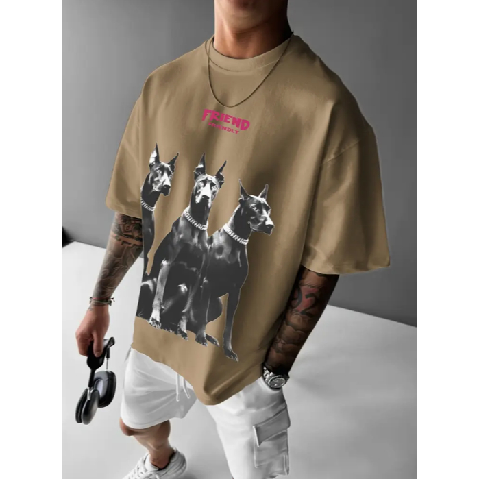 Camiseta Oversized Carros Amigo De Verdade Dobermann Estilo de Rua Streetwear
