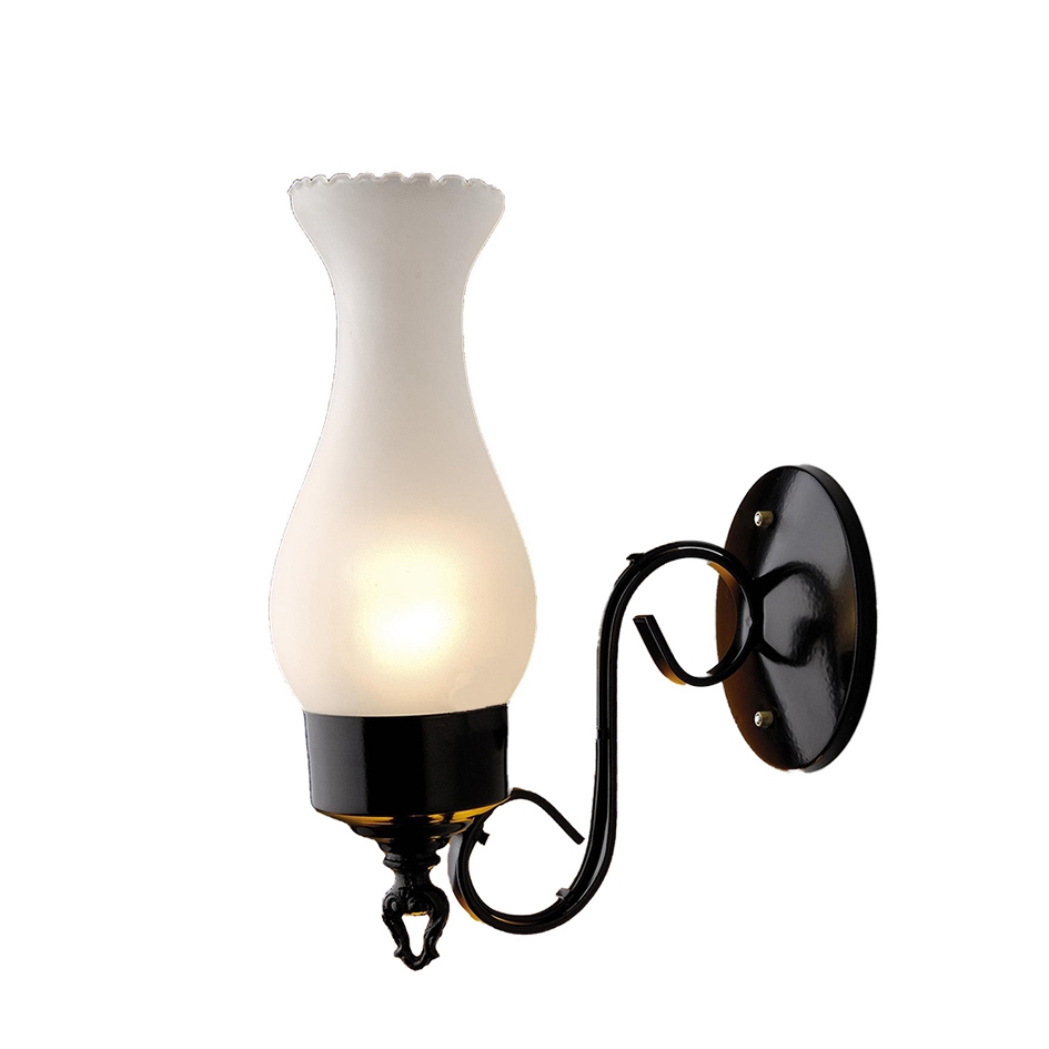 Luminária Arandela Lampião Vidro Fosco 270 Preta