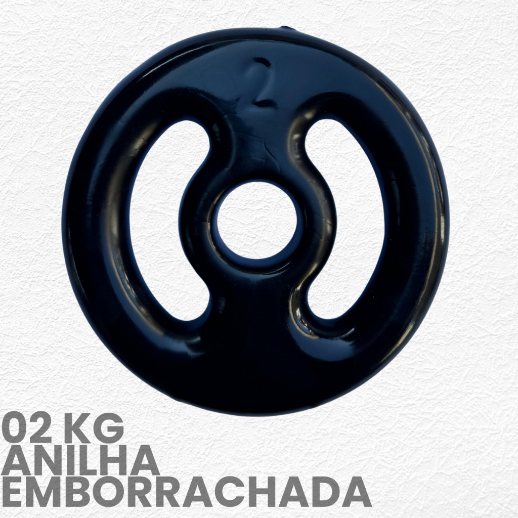 Anilha 2kg Emborrachada- peso de academia 2kg- 1 unid