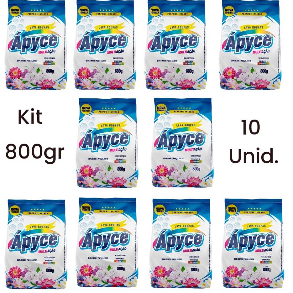 Kit 10 Unidades Sabão em Pó Ápyce 800g