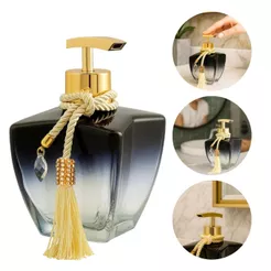01 Frasco Porta Sabonete Lavabo Vidro Estrela Degrade Preto 280ml Válvula Luxo