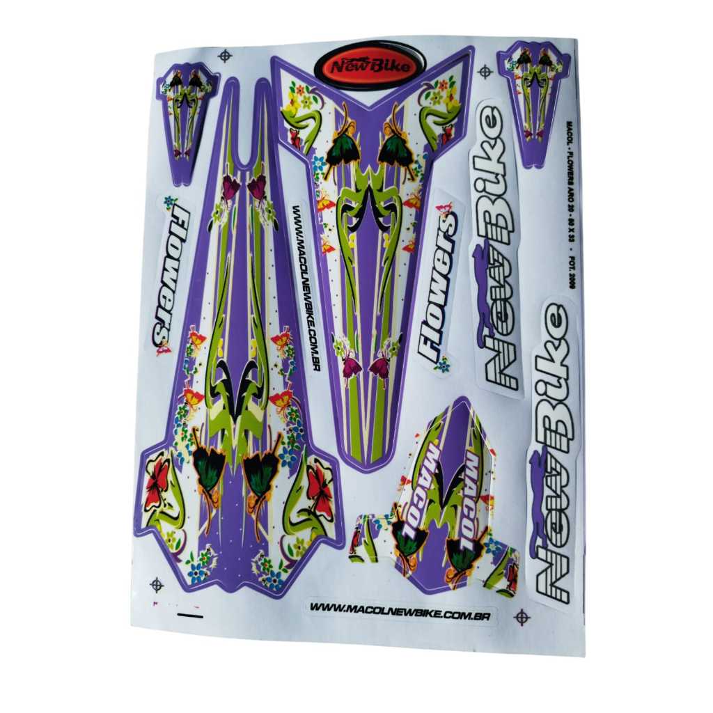 Cartela de Adesivos Infantil Bicicleta New Bikes Flowers - Menina