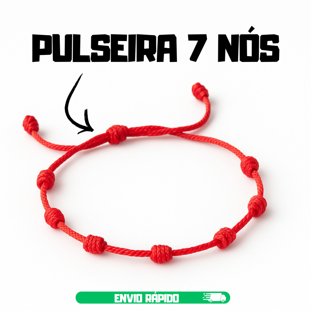kit 1/2/3/4/5 Pulseira 7 Nós Macramê Vermelha Masculina Feminina Amuleto Proteção Mal Olhado