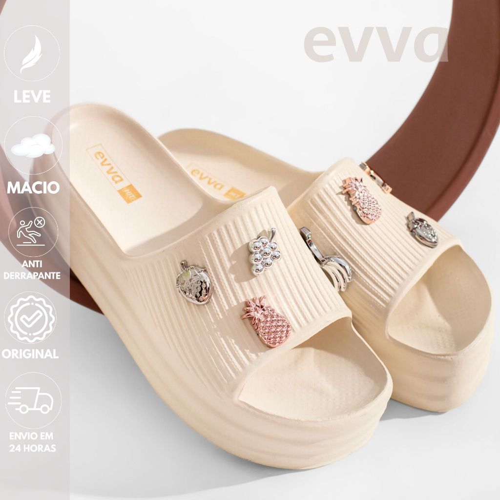 Chinelo Slide Nuvem Estilo  Original Com Pins Exclusivos feminino confortável chinelo para dia a dia